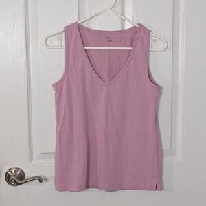 Madewell Whisper Cotton V-Neck Tank in Lilac Pink Size XXS Ribbed Casual